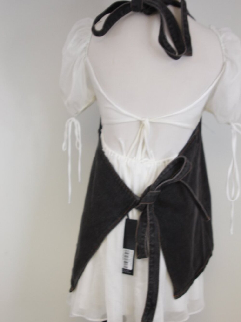 NWT Lioness Hills Washed Black Denim Halter Top‎ Oversized Western Boho Chic - Picture 4 of 8